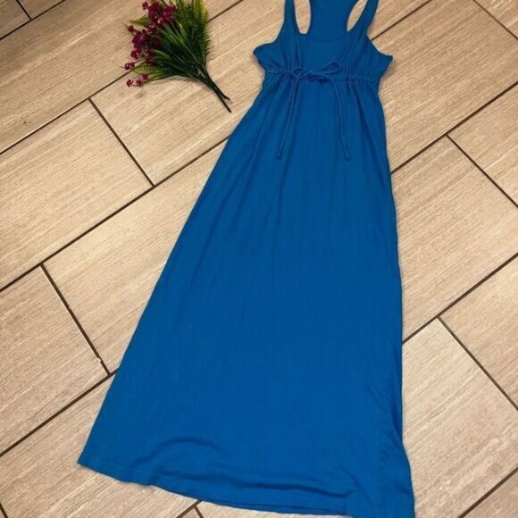 Elegant Blue Sleeveless Maxi Dress One Size Fits All Summer Beach - Picture 1 of 4